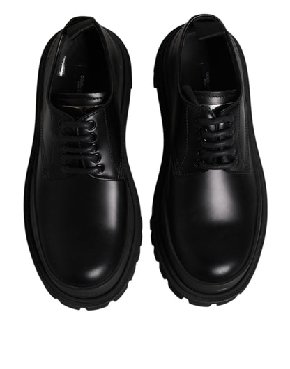Dolce & Gabbana Black Leather Lace Up Derby Men Dress Shoes