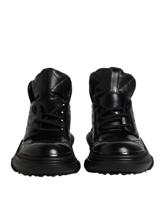 Dolce & Gabbana Black Leather Casual Mens Ankle Boots Shoes