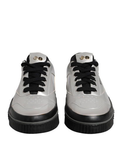 HIDE & JACK Metallic Silver Low Top Lace Up Sneakers Shoes