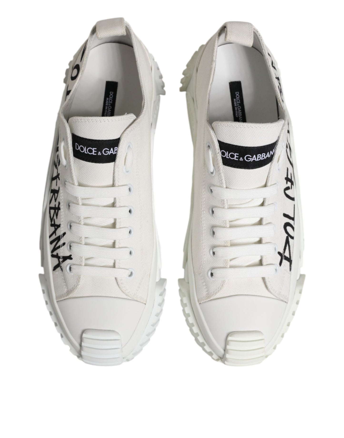 Dolce &amp; Gabbana – Niedrige Sneakers mit Logo-Print in Weiß
