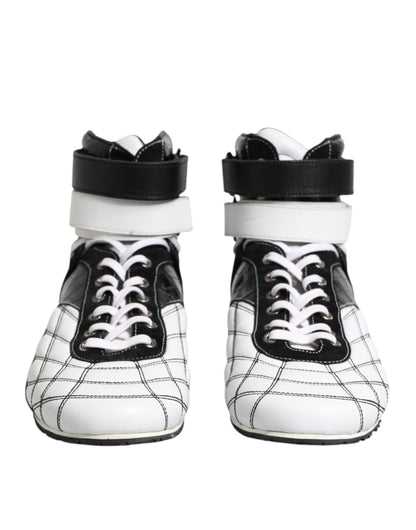 Dolce &amp; Gabbana Schwarz-Weiß-Leder-High-Top-Sneakers