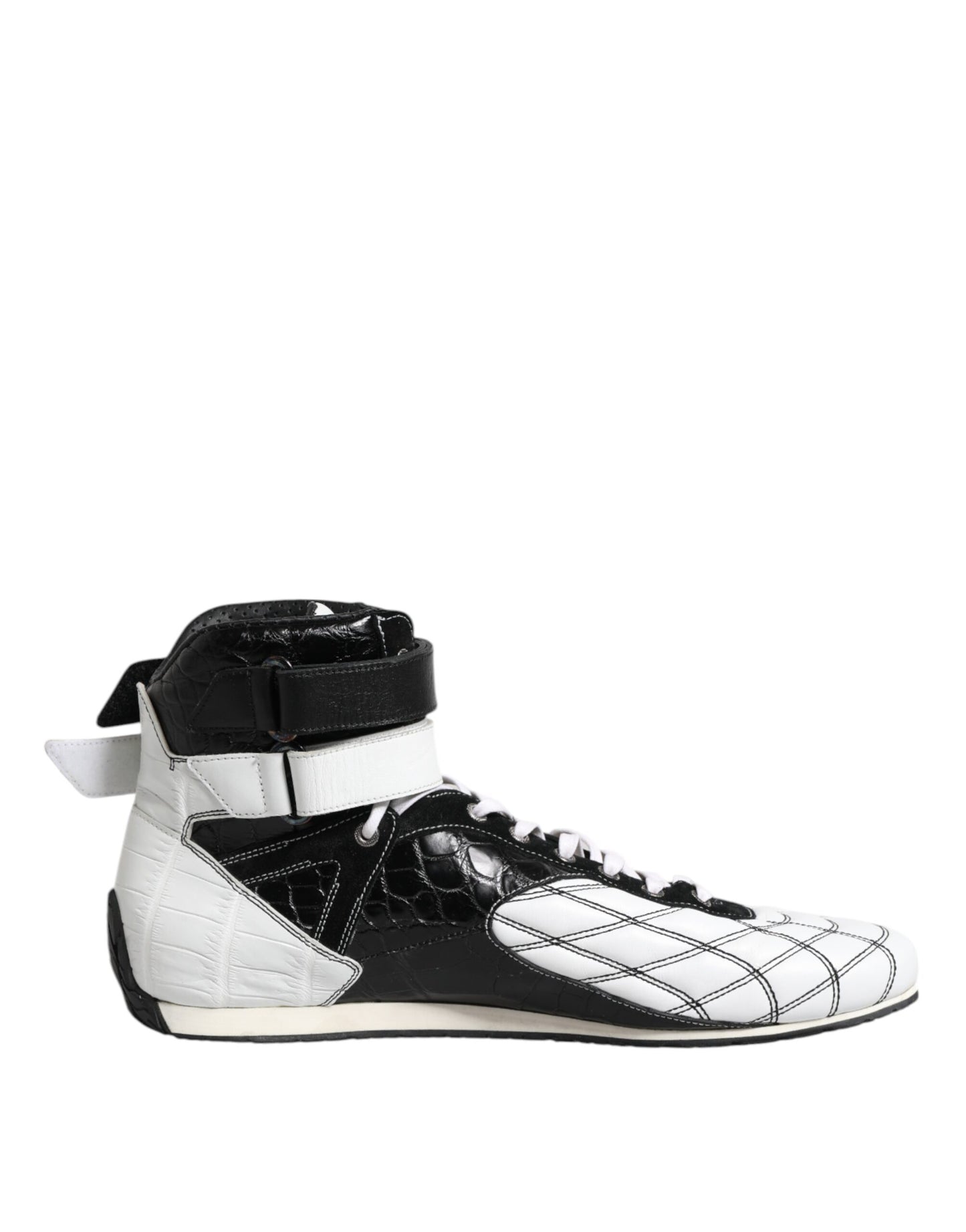 Dolce &amp; Gabbana Schwarz-Weiß-Leder-High-Top-Sneakers