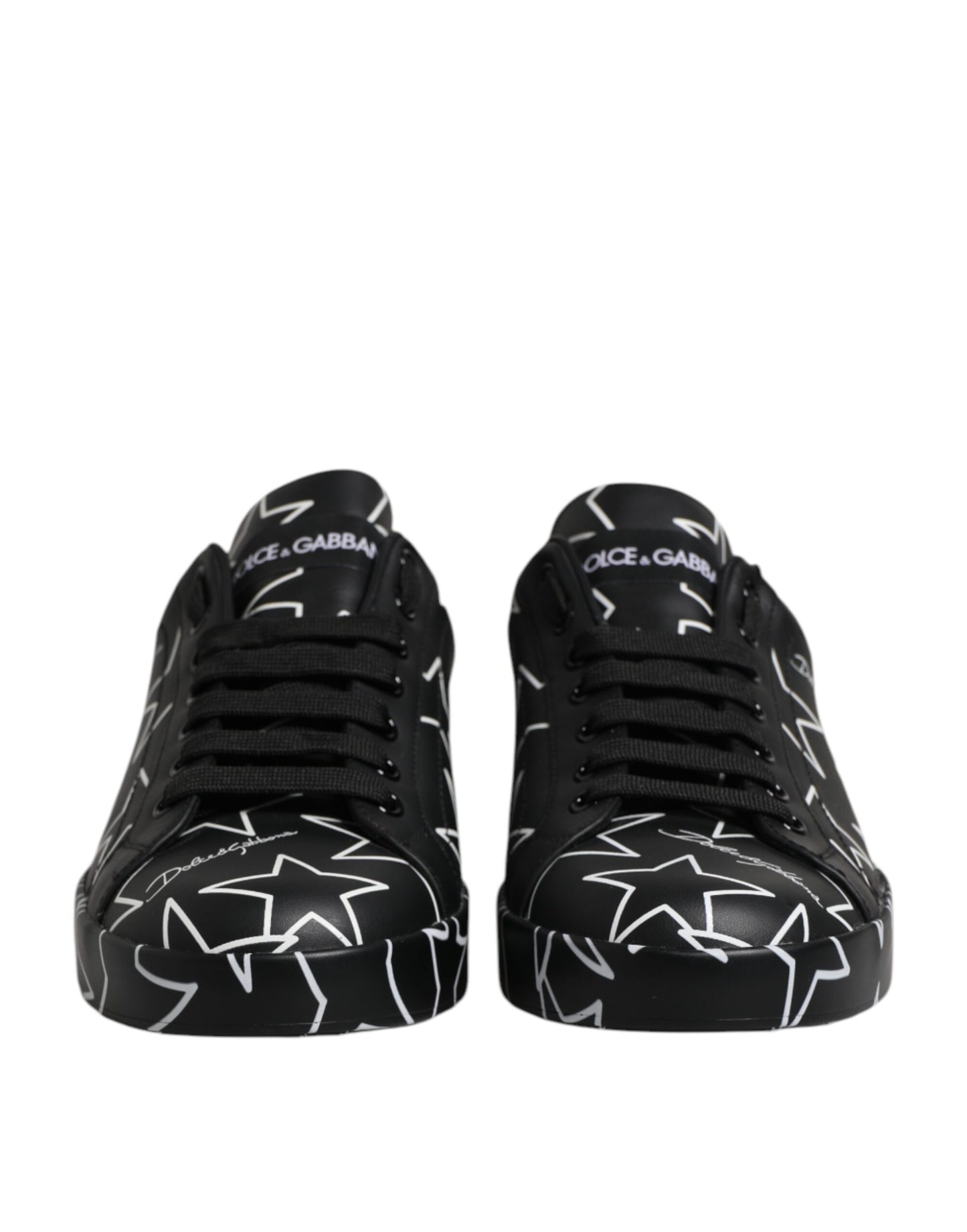 Dolce & Gabbana Black White Stars Low Top Men Sneakers Shoes