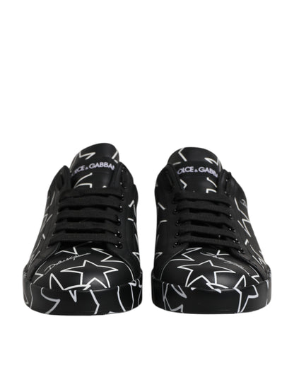 Dolce & Gabbana Black White Stars Low Top Men Sneakers Shoes