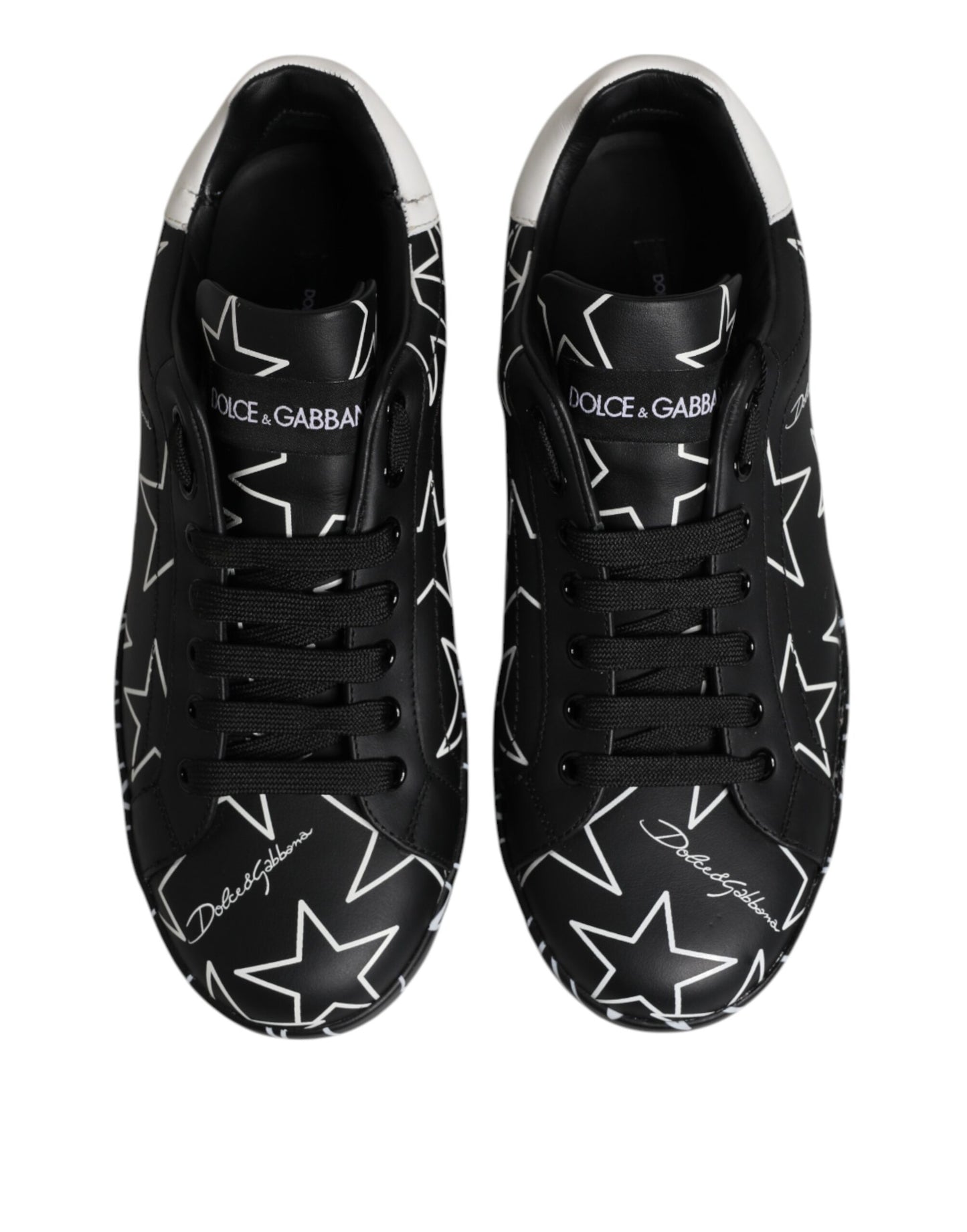 Dolce & Gabbana Black White Stars Low Top Men Sneakers Shoes
