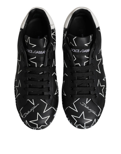 Dolce & Gabbana Black White Stars Low Top Men Sneakers Shoes