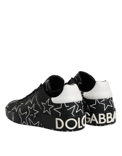 Dolce & Gabbana Black White Stars Low Top Men Sneakers Shoes
