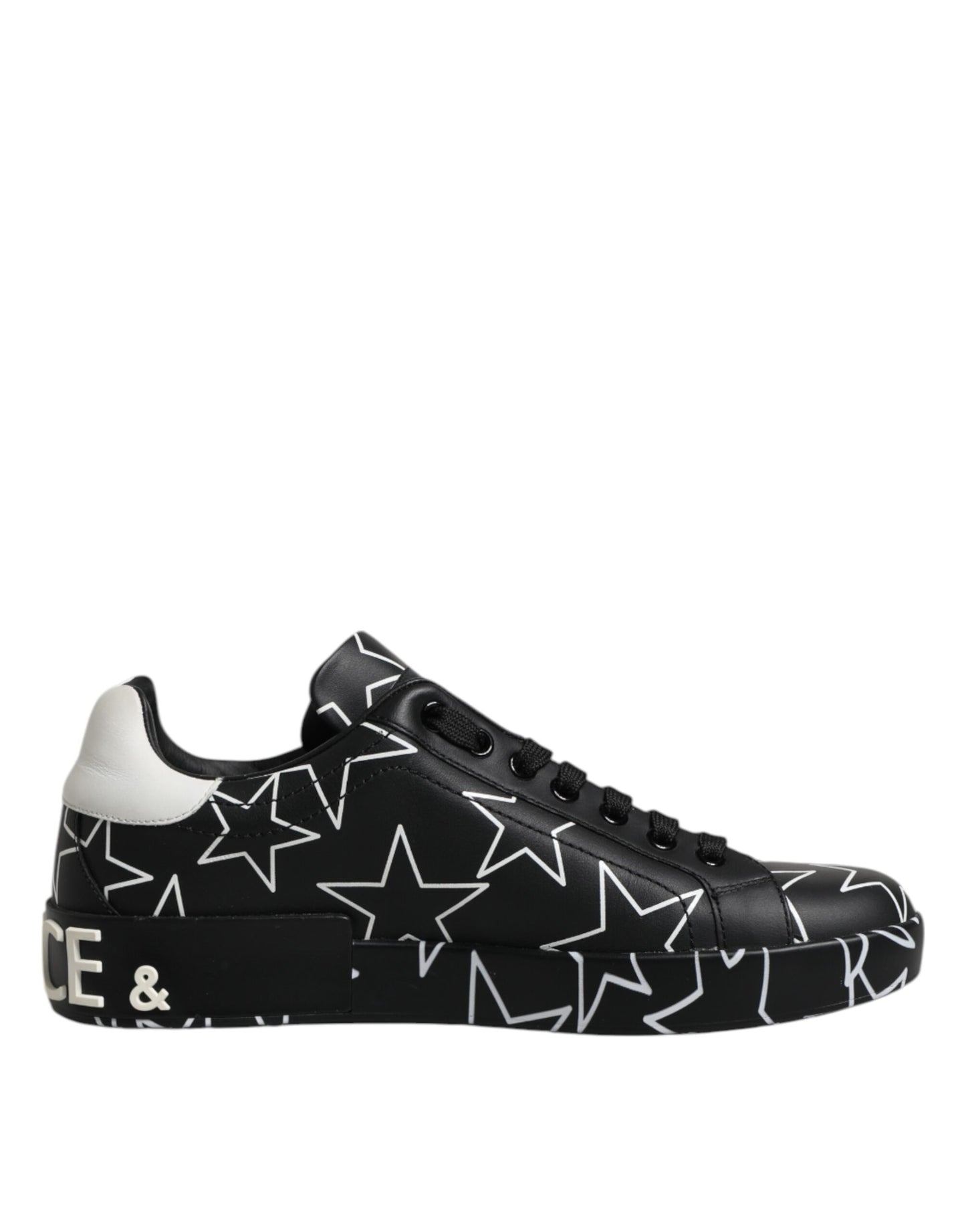 Dolce & Gabbana Black White Stars Low Top Men Sneakers Shoes