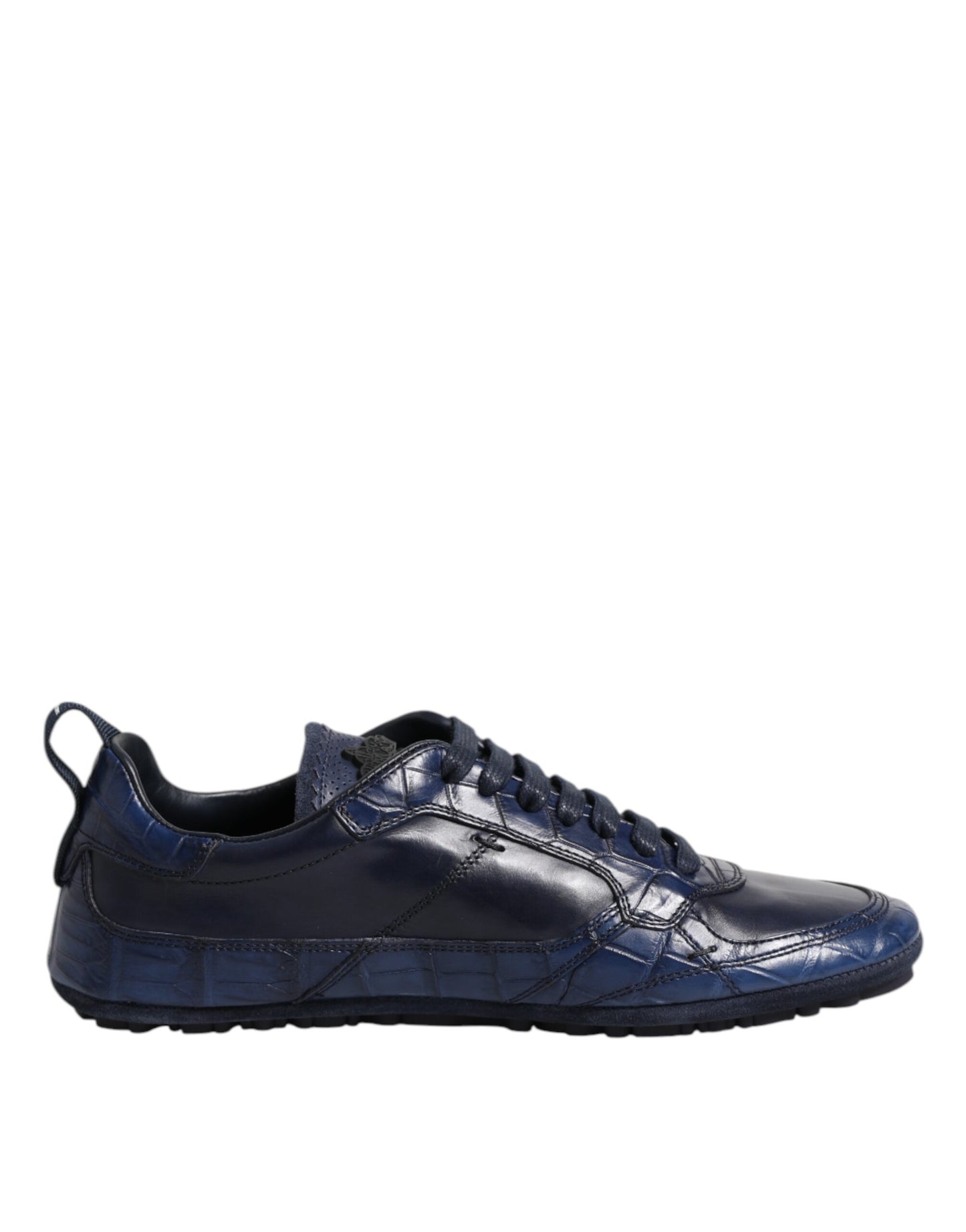 Dolce &amp; Gabbana Dunkelblaue Leder Low Top Herren Sneakers Schuhe