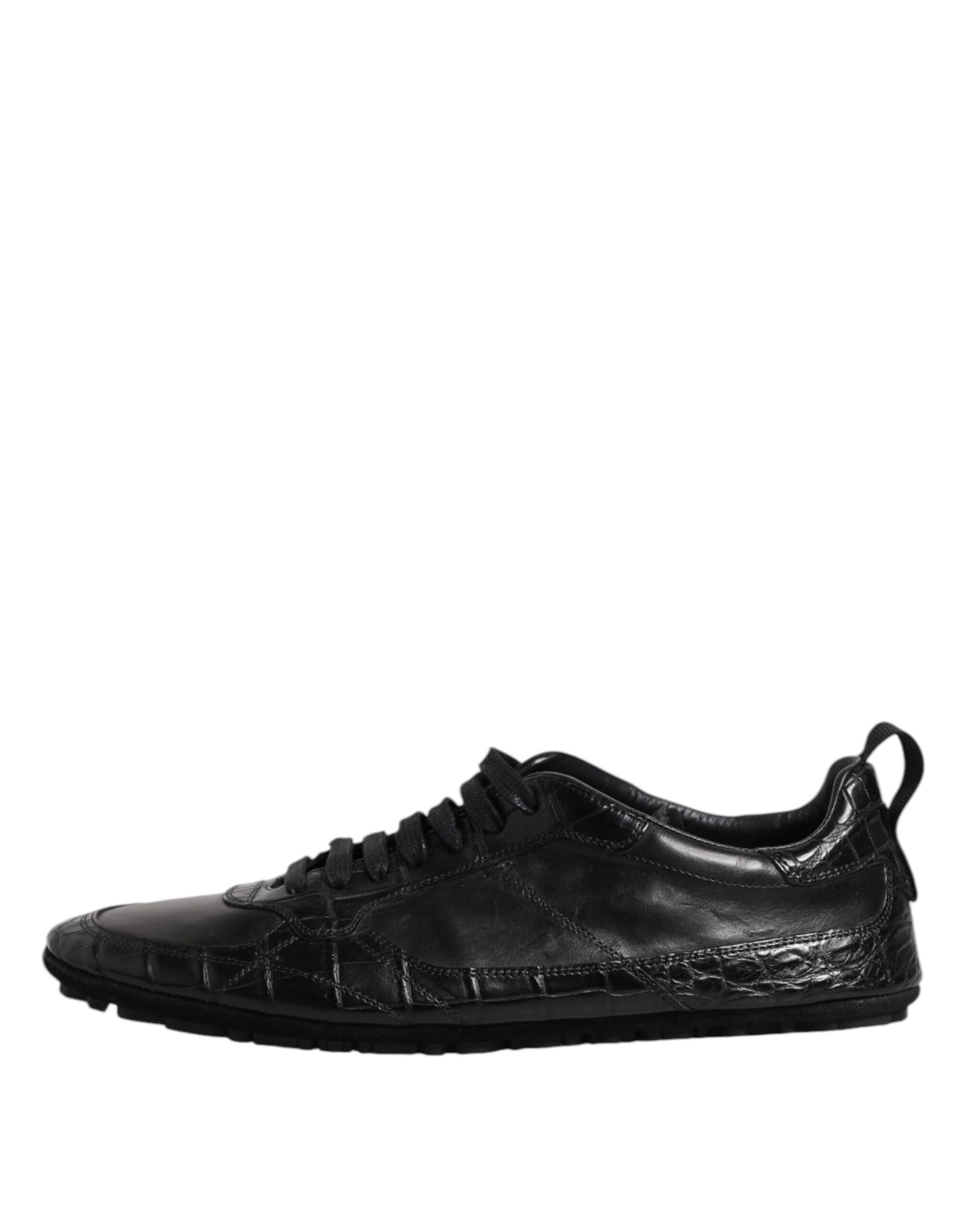 Dolce &amp; Gabbana – Niedrige Sneakers aus exotischem Leder in Schwarz