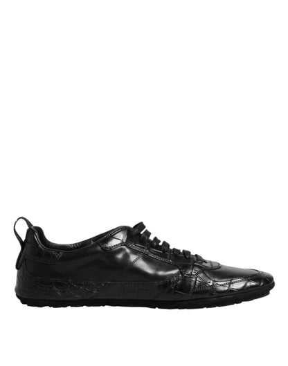 Dolce &amp; Gabbana – Niedrige Sneakers aus exotischem Leder in Schwarz
