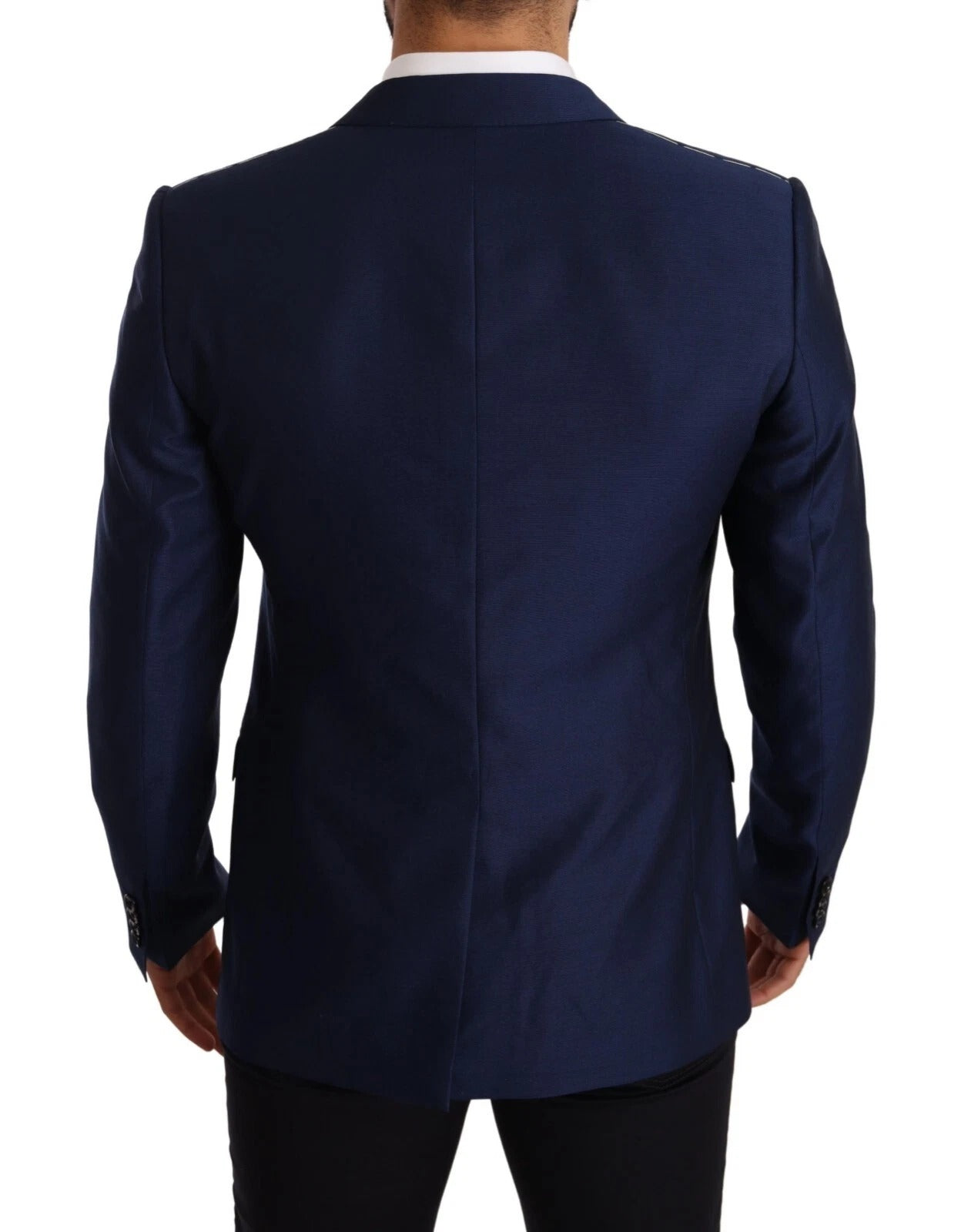 Dolce &amp; Gabbana Blauer MARTINI Slim Fit Wollmantel-Blazer