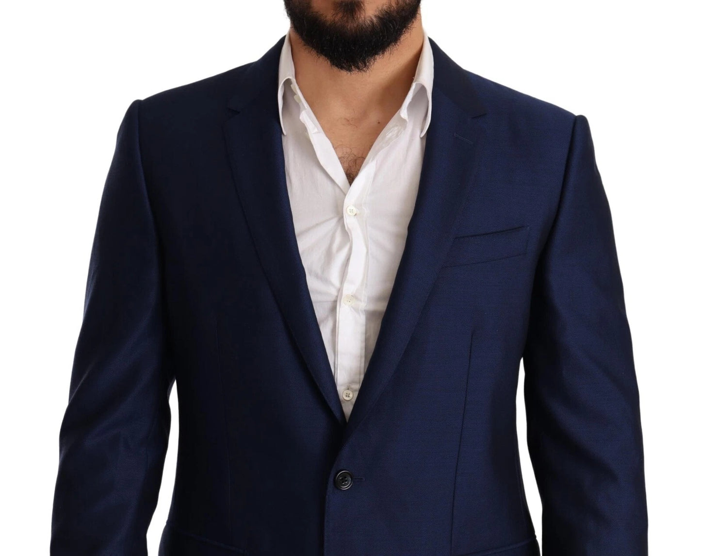 Dolce &amp; Gabbana Blauer MARTINI Slim Fit Wollmantel-Blazer