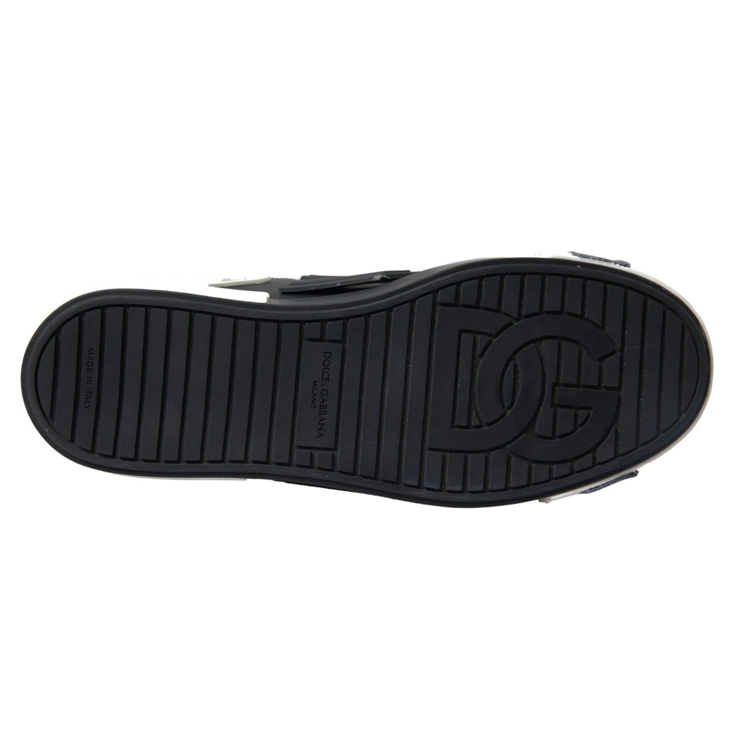 Dolce &amp; Gabbana Schwarze Leder Low Top Sneakers Portofino Schuhe