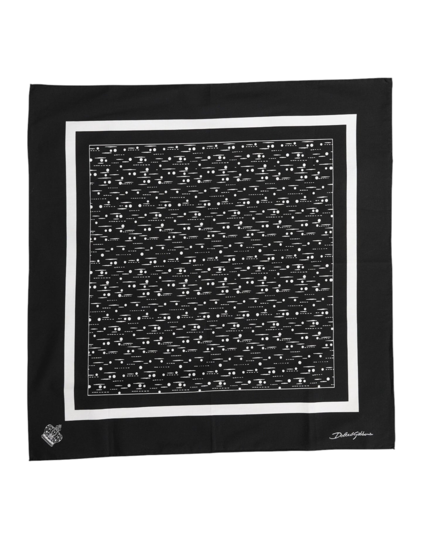 Dolce & Gabbana Black White Printed Square Foulard Scarf