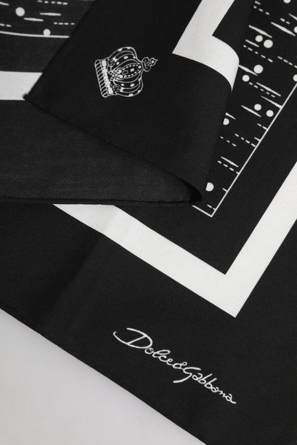 Dolce & Gabbana Black White Printed Square Foulard Scarf