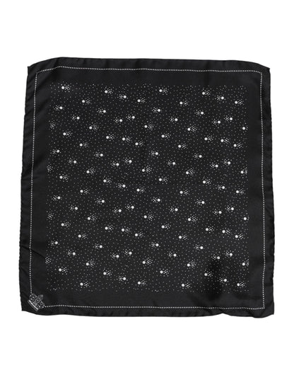 Dolce & Gabbana Black White Printed Square Men Foulard Scarf
