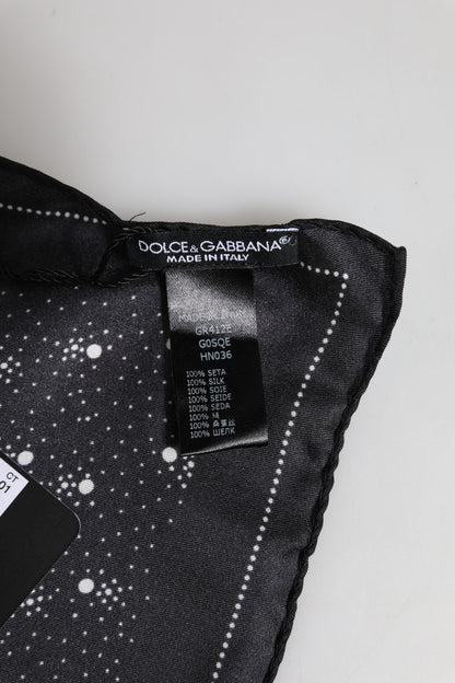 Dolce & Gabbana Black White Printed Square Men Foulard Scarf