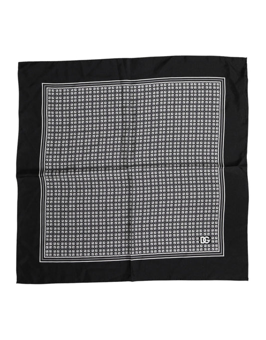 Dolce & Gabbana Black White Patterned Square Foulard Scarf