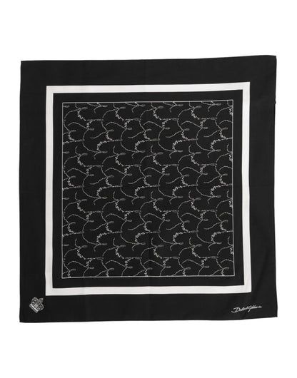 Dolce & Gabbana Black White Printed Square Foulard Scarf