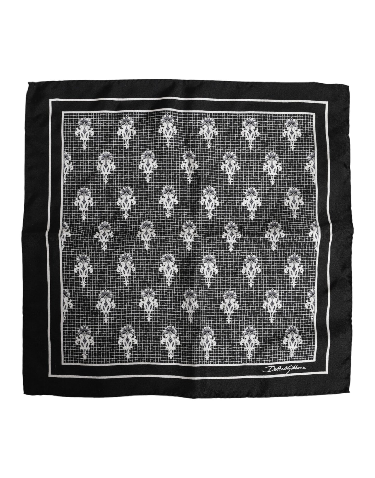 Dolce & Gabbana Black White Printed Square Foulard Scarf