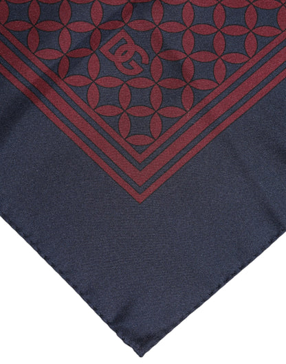 Dolce & Gabbana Red Blue Printed Silk Square Men Foulard Scarf