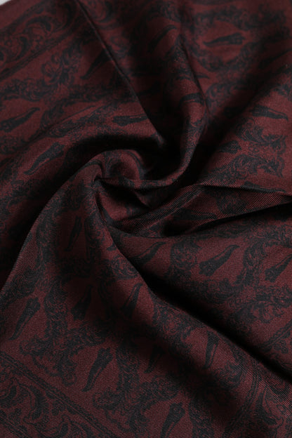Dolce & Gabbana Maroon Black Printed Square Men Foulard Scarf