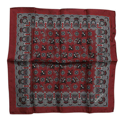 Dolce &amp; Gabbana – Kastanienbrauner quadratischer Foulard aus Seide mit Affen-Print