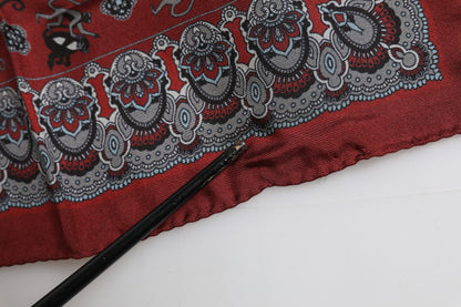 Dolce &amp; Gabbana – Kastanienbrauner quadratischer Foulard aus Seide mit Affen-Print