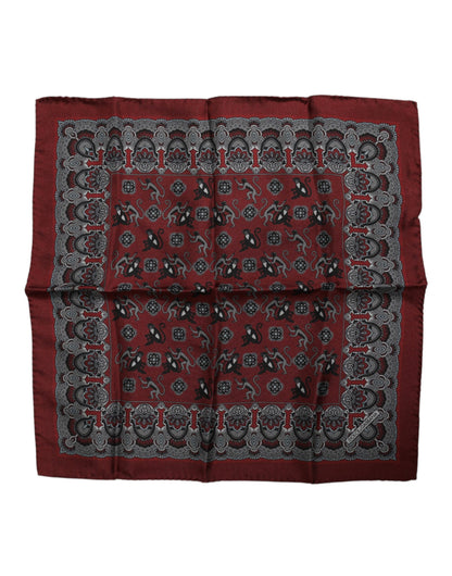 Dolce &amp; Gabbana – Kastanienbrauner quadratischer Foulard aus Seide mit Affen-Print