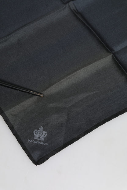 Dolce &amp; Gabbana Blauer quadratischer Foulard aus Seide mit DG-Krone für Herren