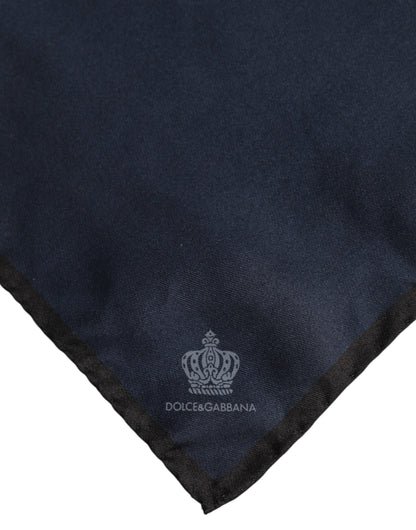 Dolce &amp; Gabbana Blauer quadratischer Foulard aus Seide mit DG-Krone für Herren