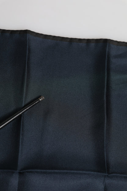 Dolce &amp; Gabbana Blauer quadratischer Foulard aus Seide mit DG-Krone für Herren