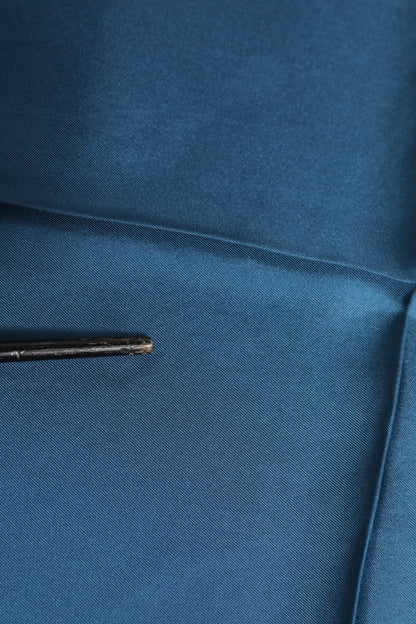 Dolce &amp; Gabbana Blauer quadratischer Foulard aus Seide mit DG-Krone für Herren