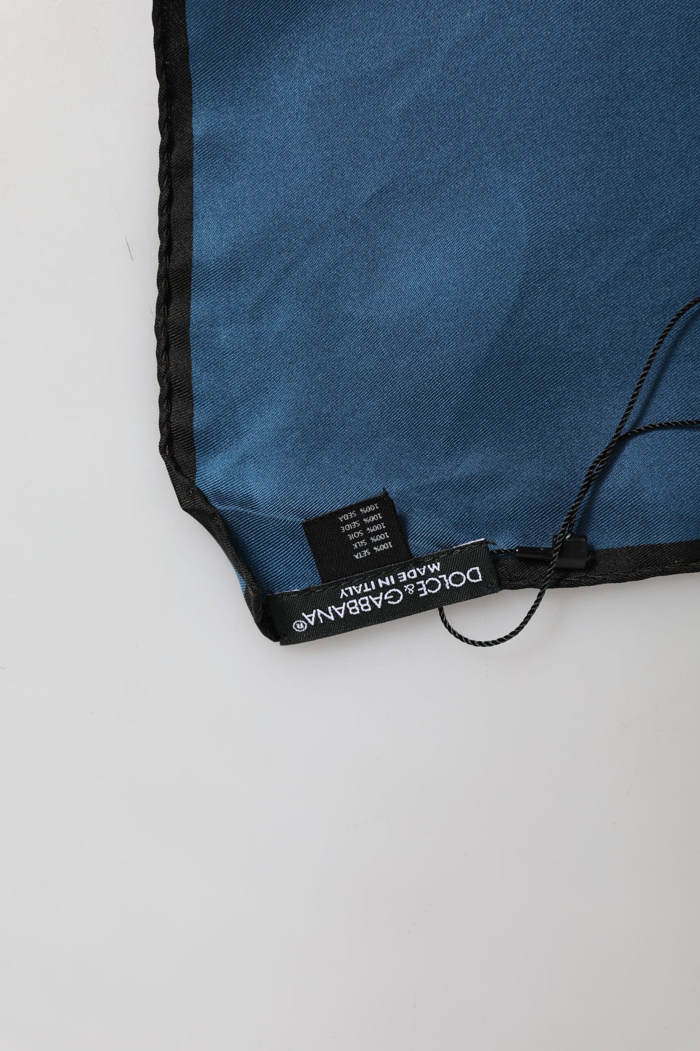 Dolce &amp; Gabbana Blauer quadratischer Foulard aus Seide mit DG-Krone für Herren