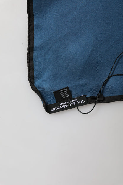 Dolce &amp; Gabbana Blauer quadratischer Foulard aus Seide mit DG-Krone für Herren