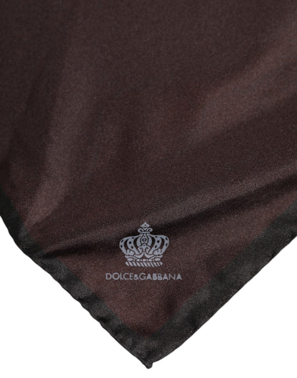 Dolce &amp; Gabbana Brauner quadratischer Foulard aus Seide mit DG Crown-Motiv für Herren