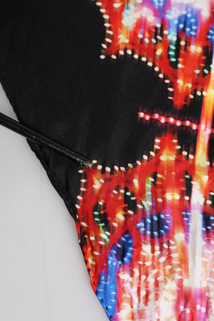 Dolce & Gabbana Black Multicolor Print Square Foulard Scarf