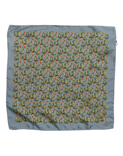 Dolce &amp; Gabbana – Quadratischer Foulard-Schal mit Kaktus-Print in Grau und Grün