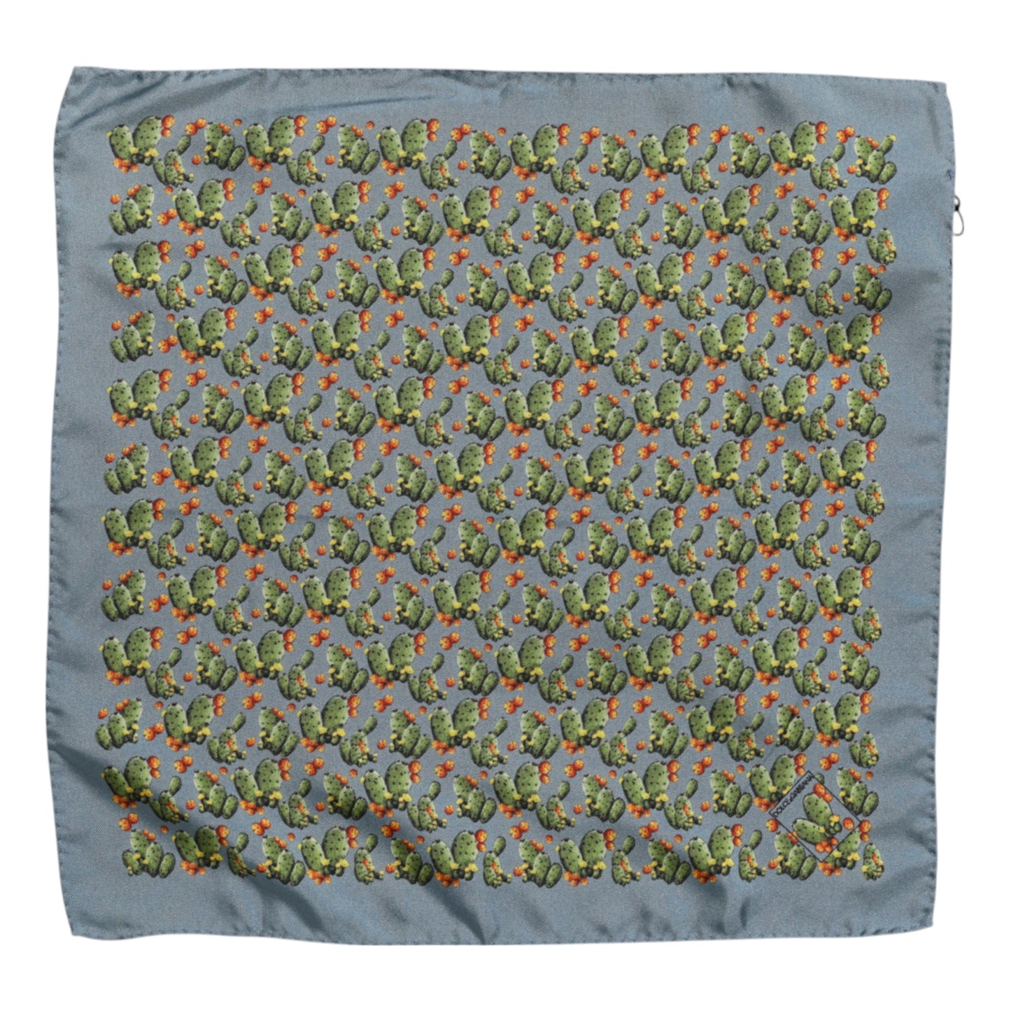 Dolce &amp; Gabbana – Quadratischer Foulard-Schal mit Kaktus-Print in Grau und Grün