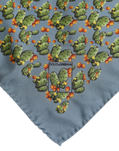 Dolce &amp; Gabbana – Quadratischer Foulard-Schal mit Kaktus-Print in Grau und Grün