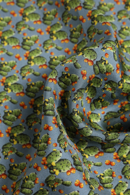 Dolce &amp; Gabbana – Quadratischer Foulard-Schal mit Kaktus-Print in Grau und Grün