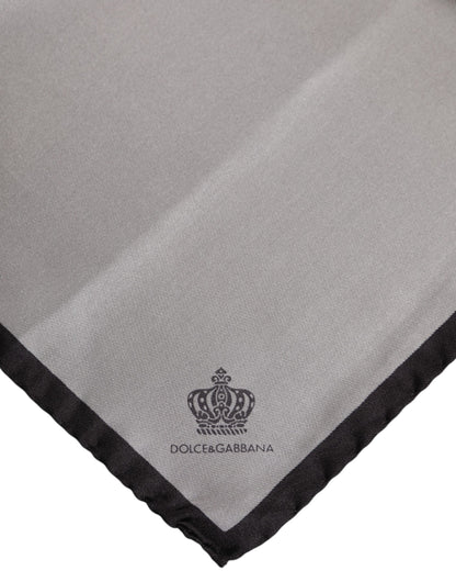 Dolce & Gabbana Gray DG Crown Silk Square Men Foulard Scarf