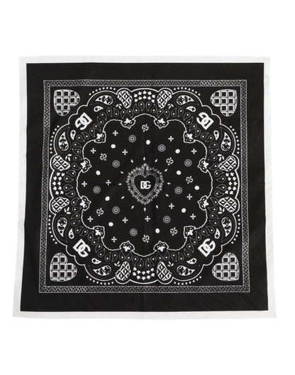 Dolce &amp; Gabbana Schwarz Weiß Bandana Square Herren Foulard Schal