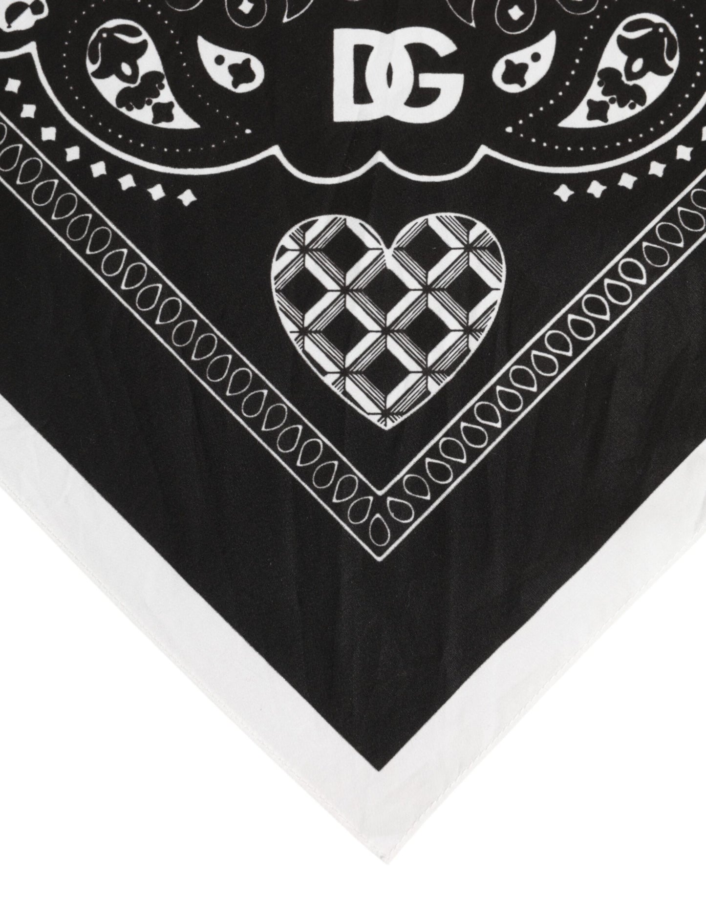 Dolce &amp; Gabbana Schwarz Weiß Bandana Square Herren Foulard Schal