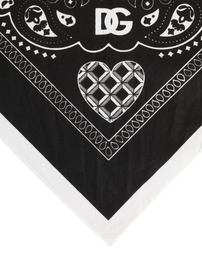 Dolce &amp; Gabbana Schwarz Weiß Bandana Square Herren Foulard Schal