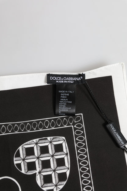 Dolce &amp; Gabbana Schwarz Weiß Bandana Square Herren Foulard Schal