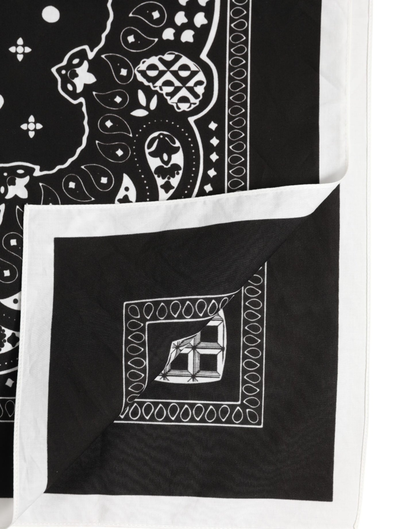 Dolce &amp; Gabbana Schwarz Weiß Bandana Square Herren Foulard Schal