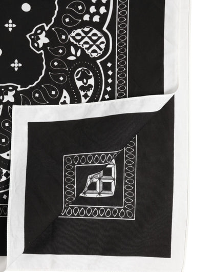 Dolce &amp; Gabbana Schwarz Weiß Bandana Square Herren Foulard Schal
