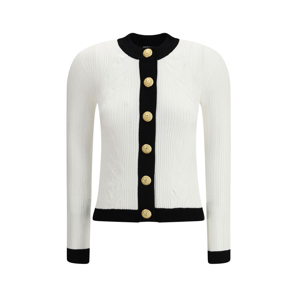 Balmain Strickjacke mit Kontrastbesatz